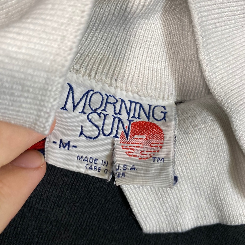 Vintage Morning Sun Dandelion Sweatshirt Mock Neck Black Womens Medium USA Made - Picture 6 of 8